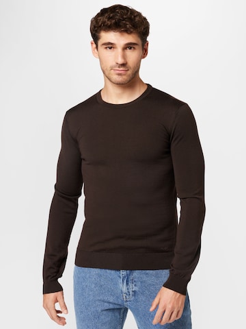 HUGO Sweater 'San Cedric' in Brown: front