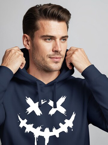 Neverless Sweatshirt 'Smile Face' in Blue