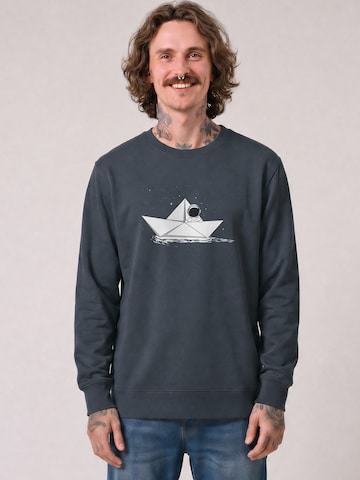 Watapparel Sweatshirt 'Astronaut In Paper Boat' in Grijs: voorkant