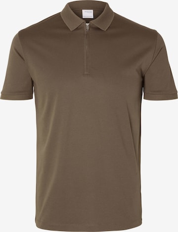 T-Shirt 'FAVE' SELECTED en marron : devant