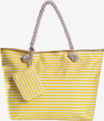 DonDon Beach Bag 'DonDon Strandtasche mit Reißverschluss Shopper Beach bag Badetasche Bunte Welt' in Yellow: front
