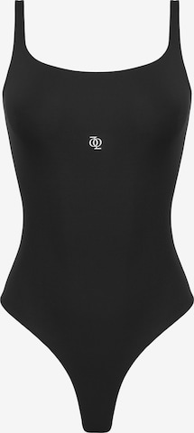 GOD SAVE QUEENS Body 'Second Skin Square-Neck Bodysuit' w kolorze czarny: przód