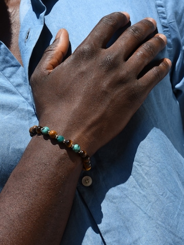 Addicted2 Bracelet 'Harmony braccialetto in argento con occhio di tigre & diaspro verde' in Blue: front