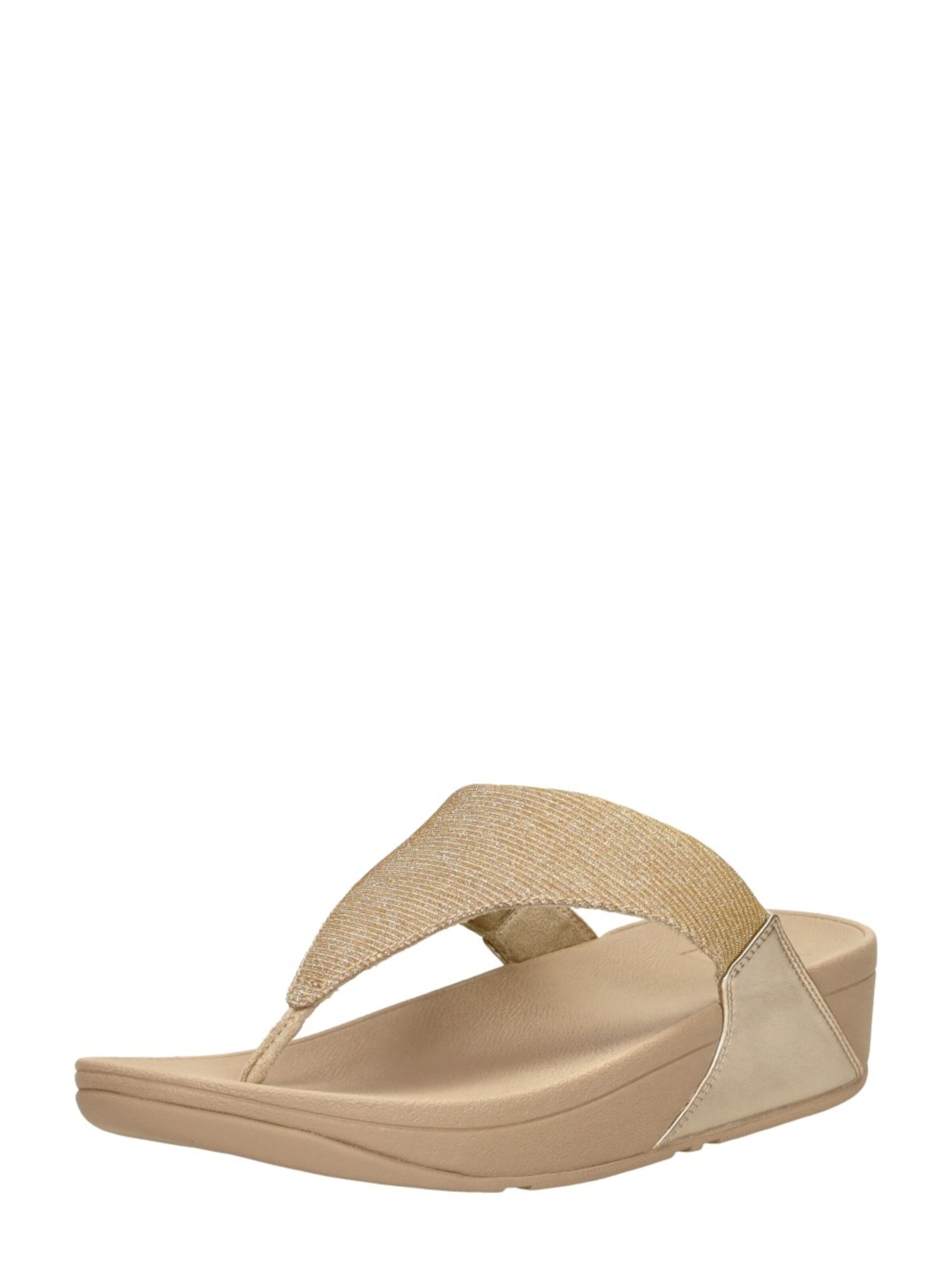FitFlop Slipper 'Lulu Shimmerlux Toe - Post Sandals' in Beige