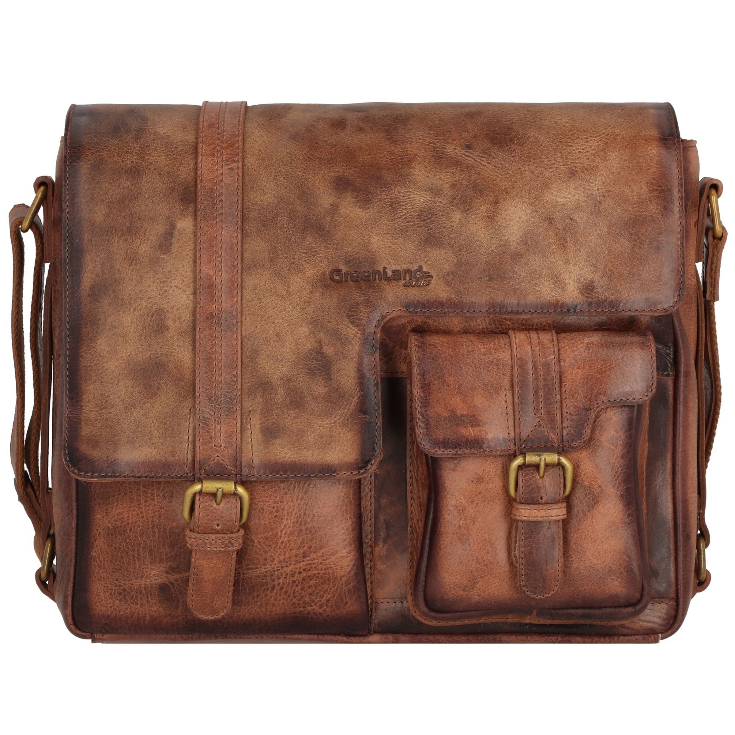 Sac à bandoulière Greenland Nature en marron : devant