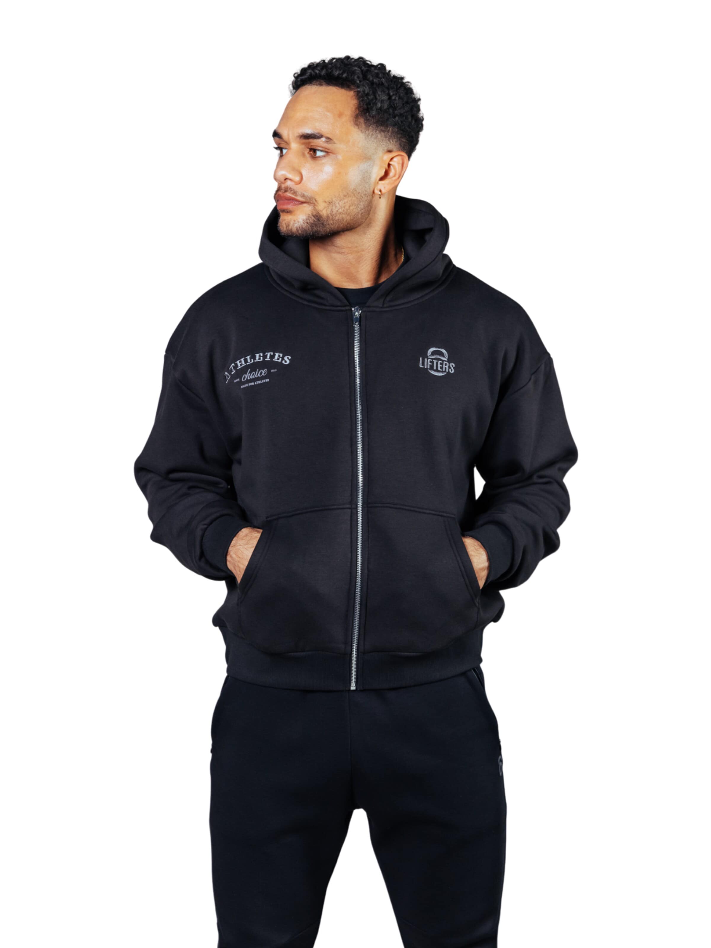 Lifters Sweat jacket 'Athletes Choice Zip Hoodie Unisex' in Black: front