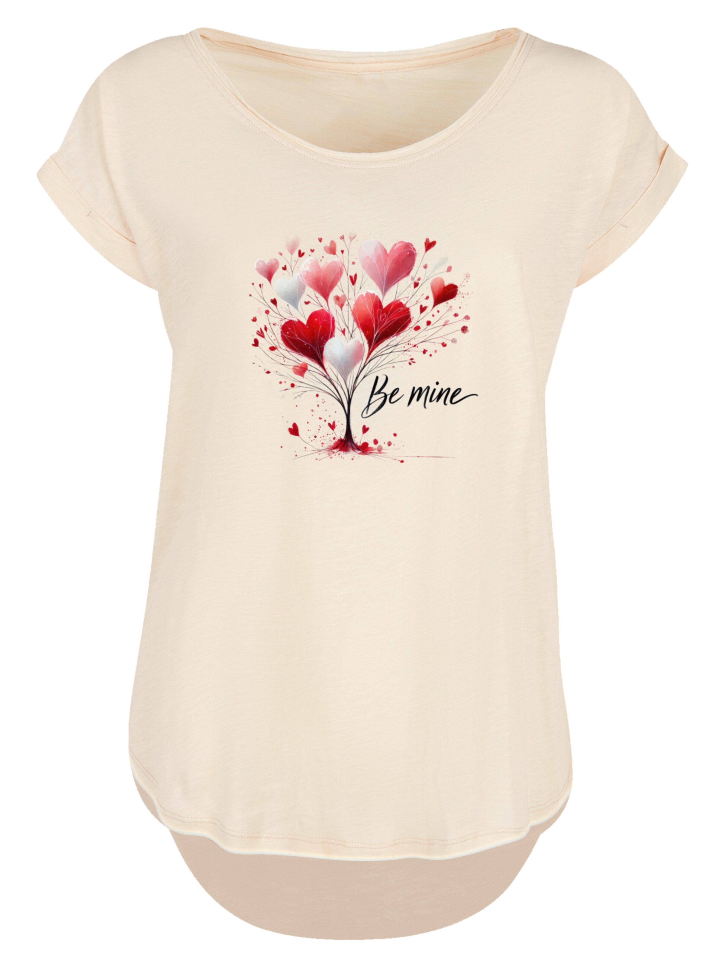F4NT4STIC Shirt 'Herzbaum Be Mine!' in Beige: voorkant