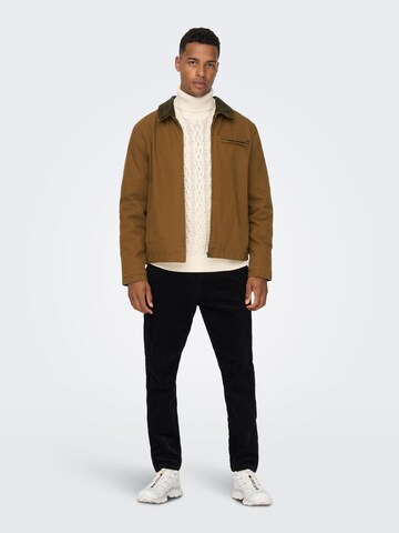 Only & Sons Between-Season Jacket 'More' in Brown