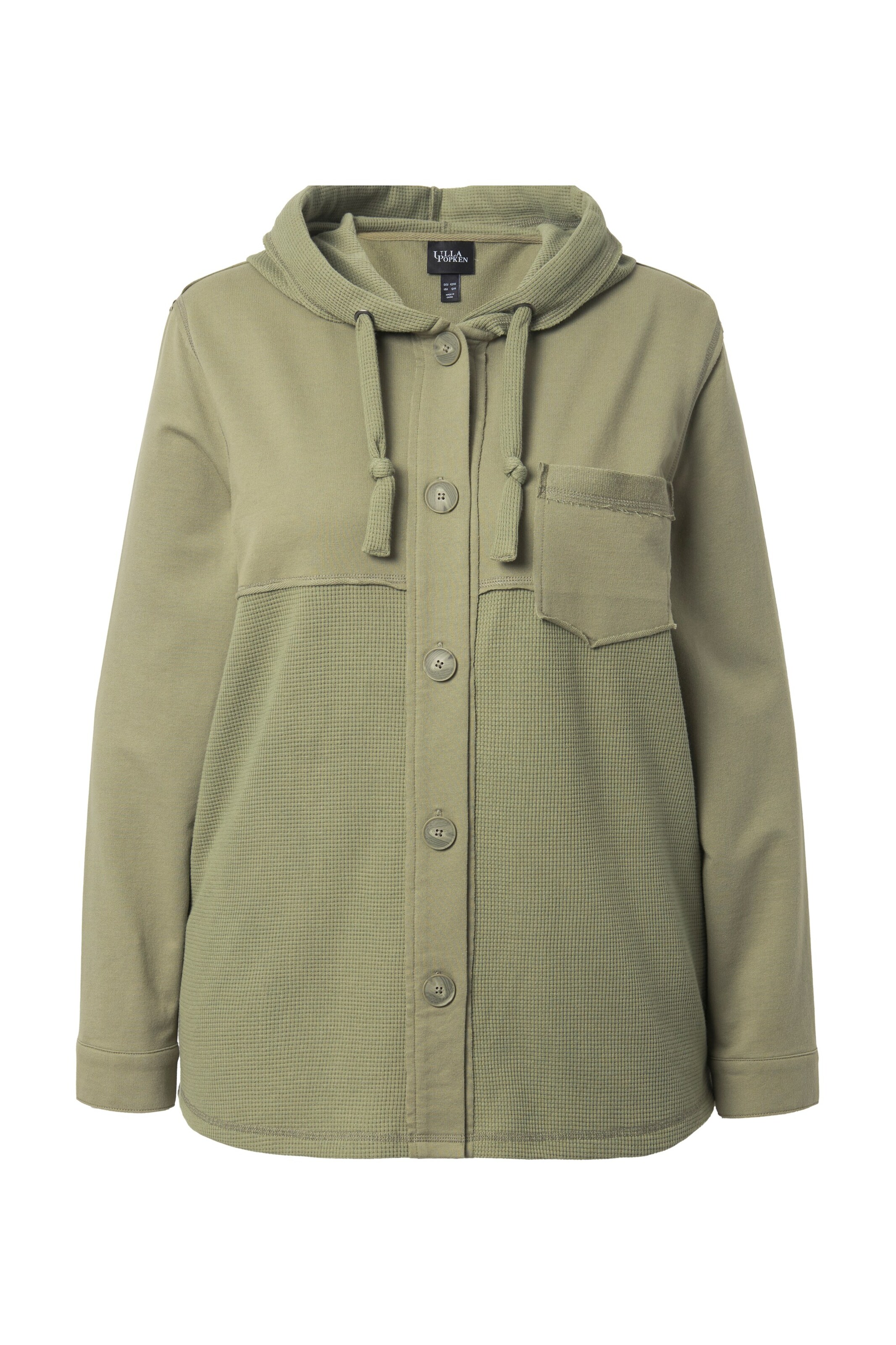 Ulla Popken Zip-Up Hoodie in Green: front