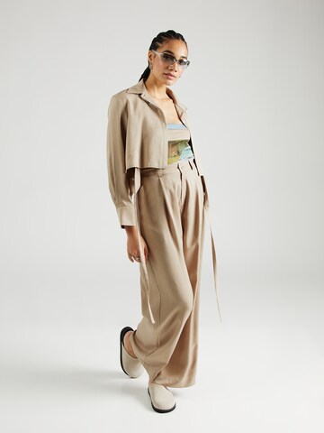 OH APRIL Wide leg Pleat-front trousers 'Eliza' in Brown