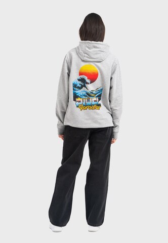 Oldskull Hoodie 'Retro Pixel Wave Logo Graphic' in Grau