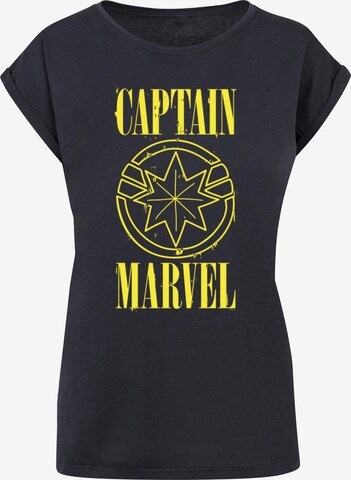 ABSOLUTE CULT Shirt 'Captain Marvel - Grunge' in Blue: front