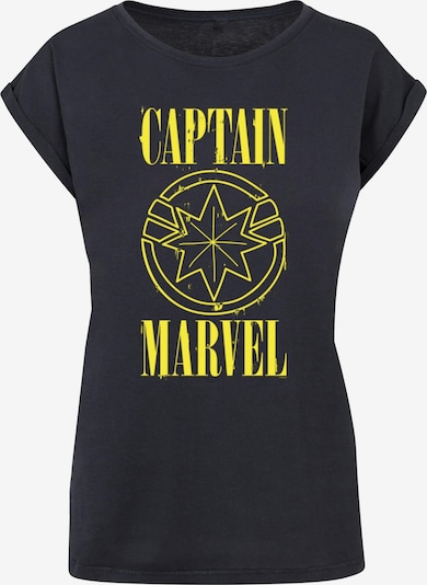 ABSOLUTE CULT Shirt 'Captain Marvel - Grunge' in navy / gelb, Produktansicht