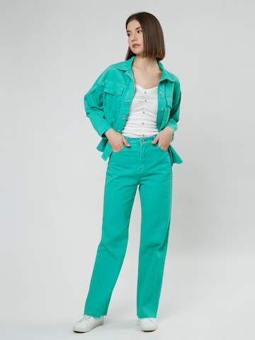 Influencer Zvonové kalhoty Džíny – zelená
