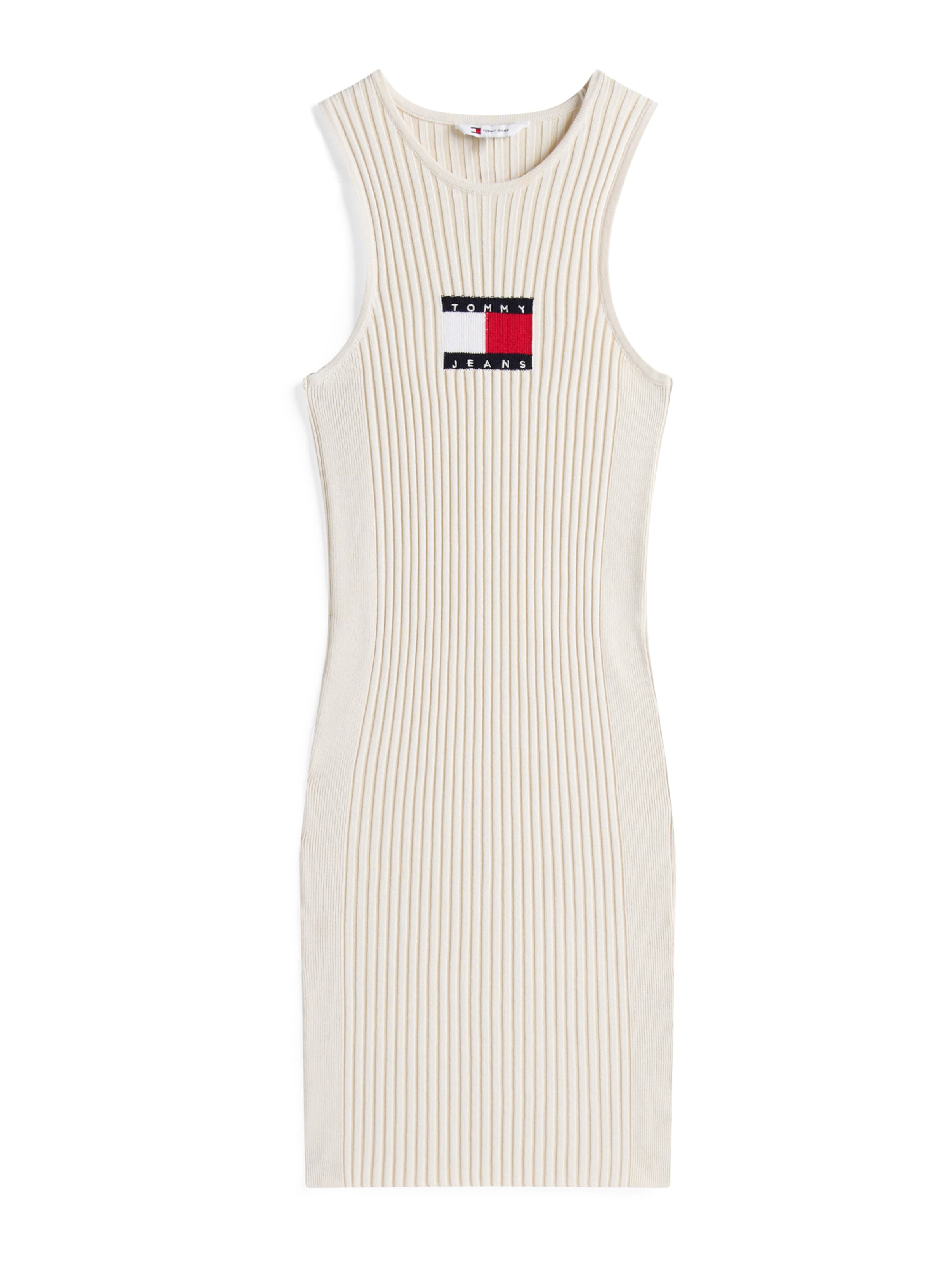 balta Tommy Jeans Megzta suknelė: priekis