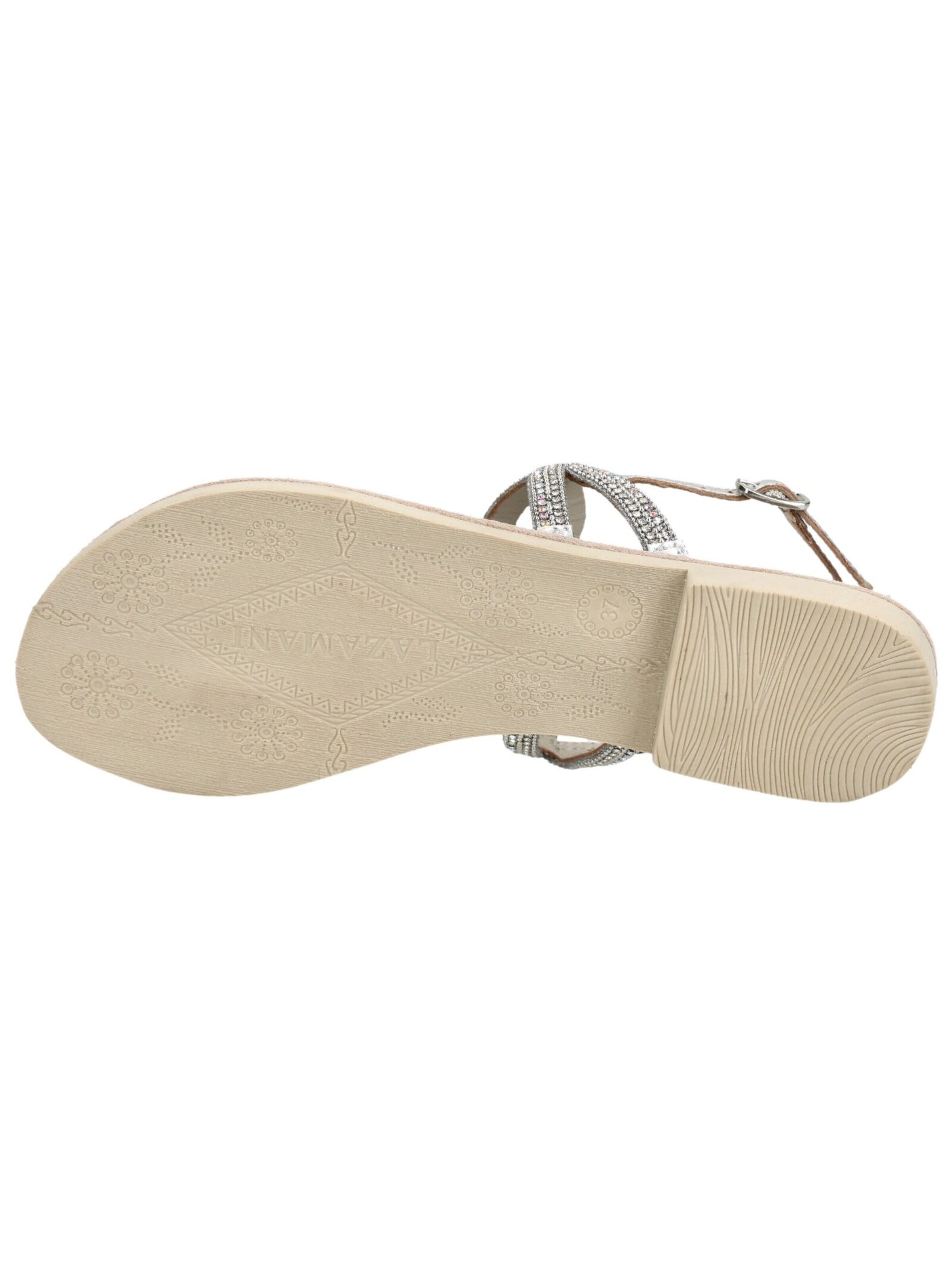 LAZAMANI T-Bar Sandals in Silver