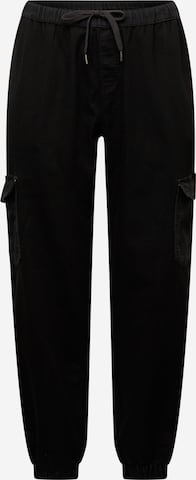 Urban Classics Tapered Cargo Pants in Black: front