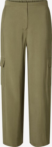 Effilé Pantalon cargo SELECTED FEMME en vert : devant