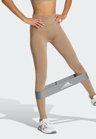 ADIDAS PERFORMANCE Skinny Workout Pants 'Essentials' in Brown