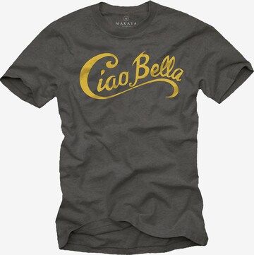 MAKAYA Shirt 'Ciao Bella' in Grey: front