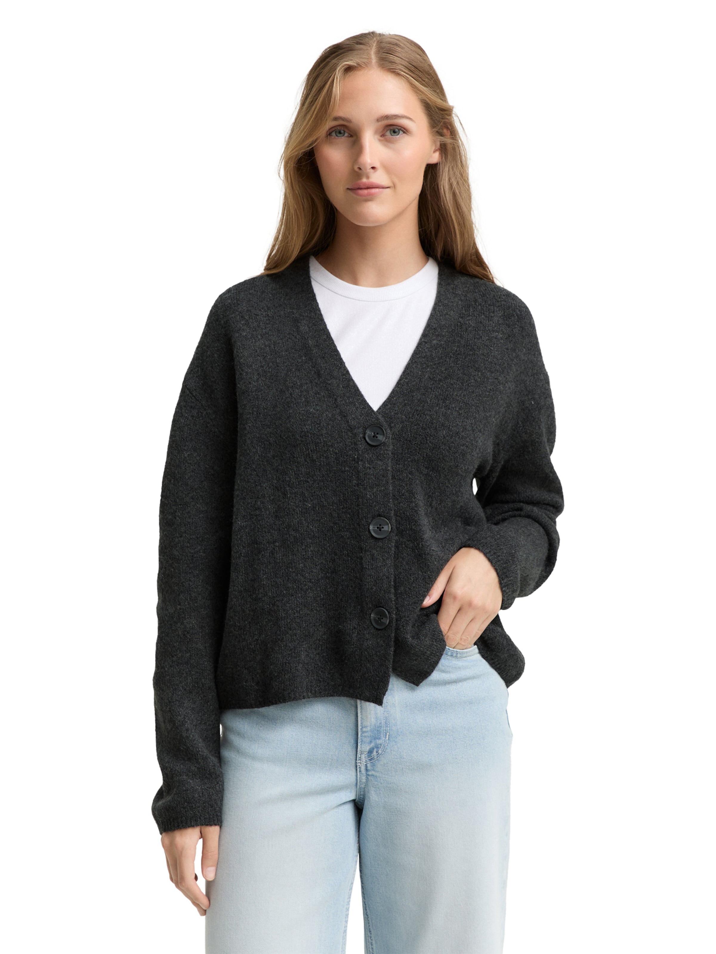 Cardigan TOM TAILOR DENIM en gris : devant