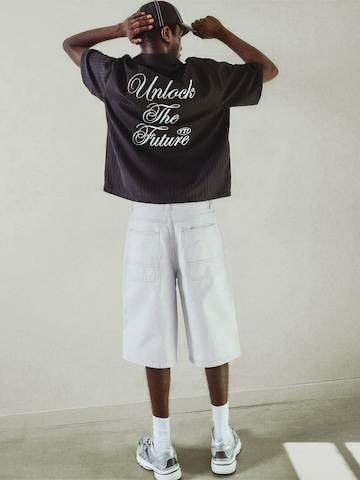 Bershka Wide Leg Farkut värissä valkoinen