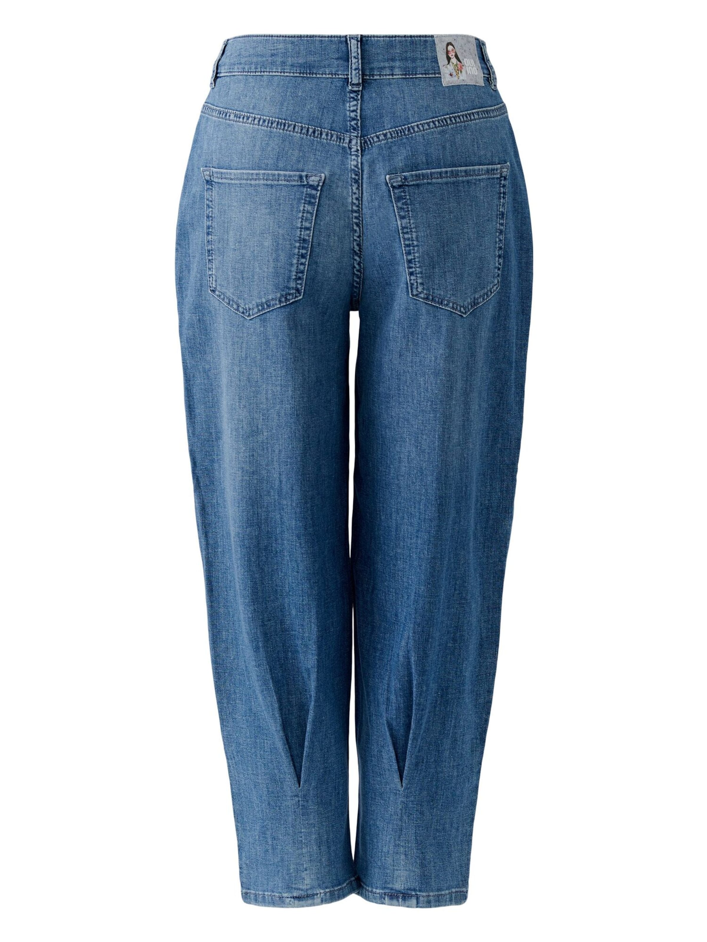 OUI Tapered Bundfaltenjeans in Blau