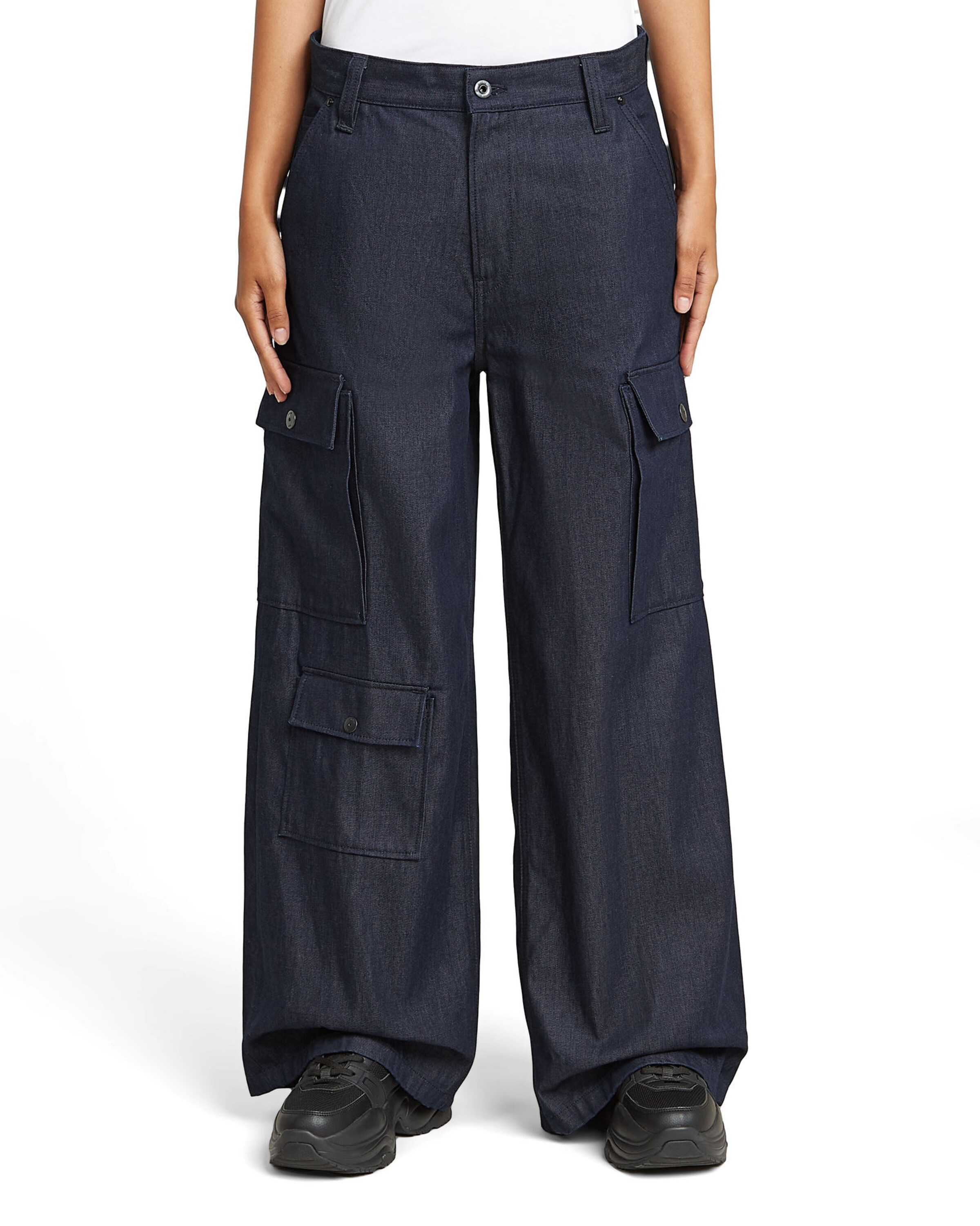 G-STAR Wide leg Cargojeans in Blauw: voorkant
