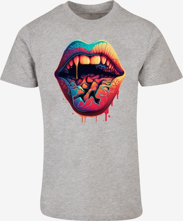 F4NT4STIC Shirt 'Drooling Lips' in Grey: front