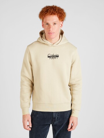 Sweat-shirt Calvin Klein en beige : devant