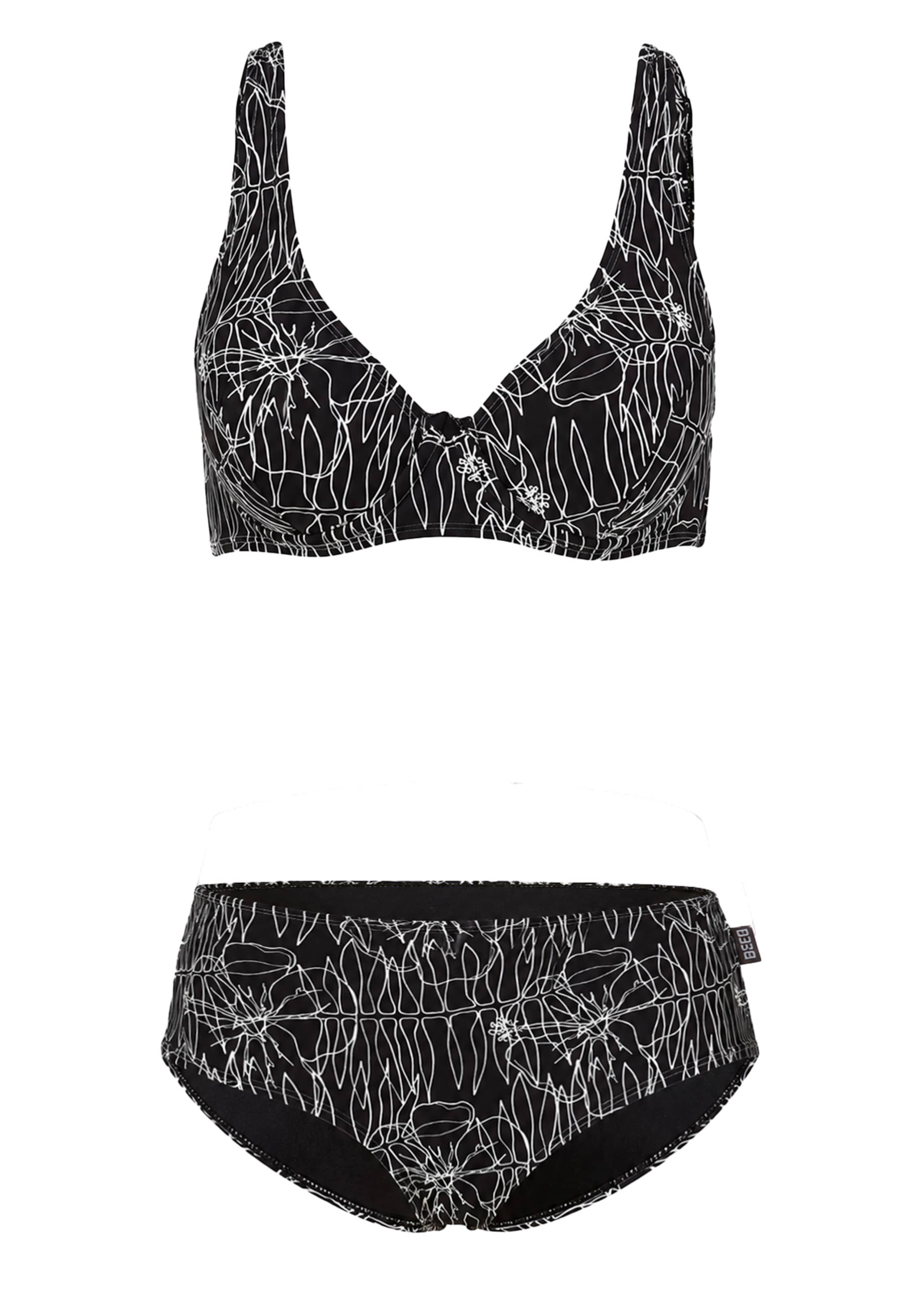 Bikini 'Flower Lines' BECO the world of aquasports en noir : devant