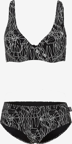Bikini 'Flower Lines' BECO the world of aquasports en noir : devant