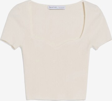 T-shirt Bershka en beige : devant