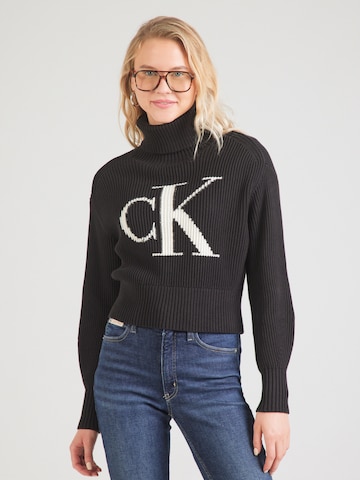 Pull-over Calvin Klein Jeans en noir : devant