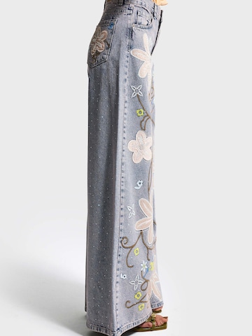 IT'S BASIC Wide leg Jeans 'RHINESTONE PALAZZO MID RISE JEANS' in Blue