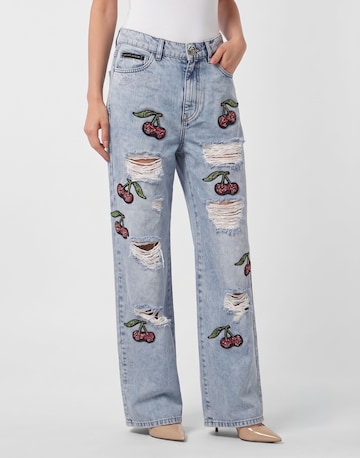 Philipp Plein Baggy Jeans in Blauw: voorkant