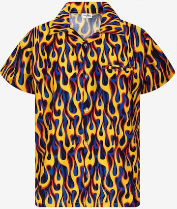 King Kameha Shirt 'Flames Allover' in Yellow: front