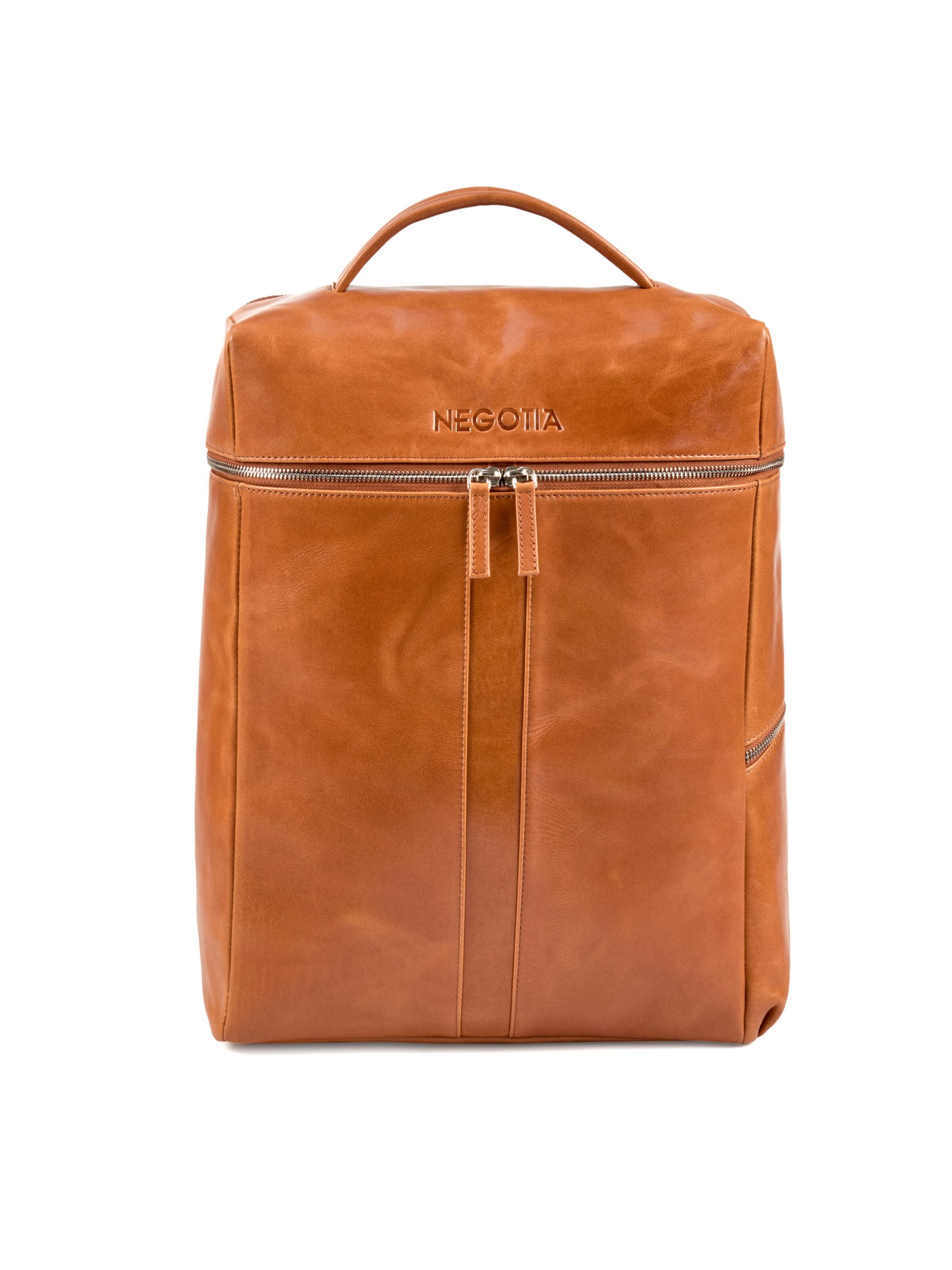 NEGOTIA Leather Backpack 'Alpha Travel' in Brown: front