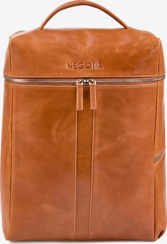 NEGOTIA Leather Rucksack 'Alpha Travel' in Braun: Vorderseite