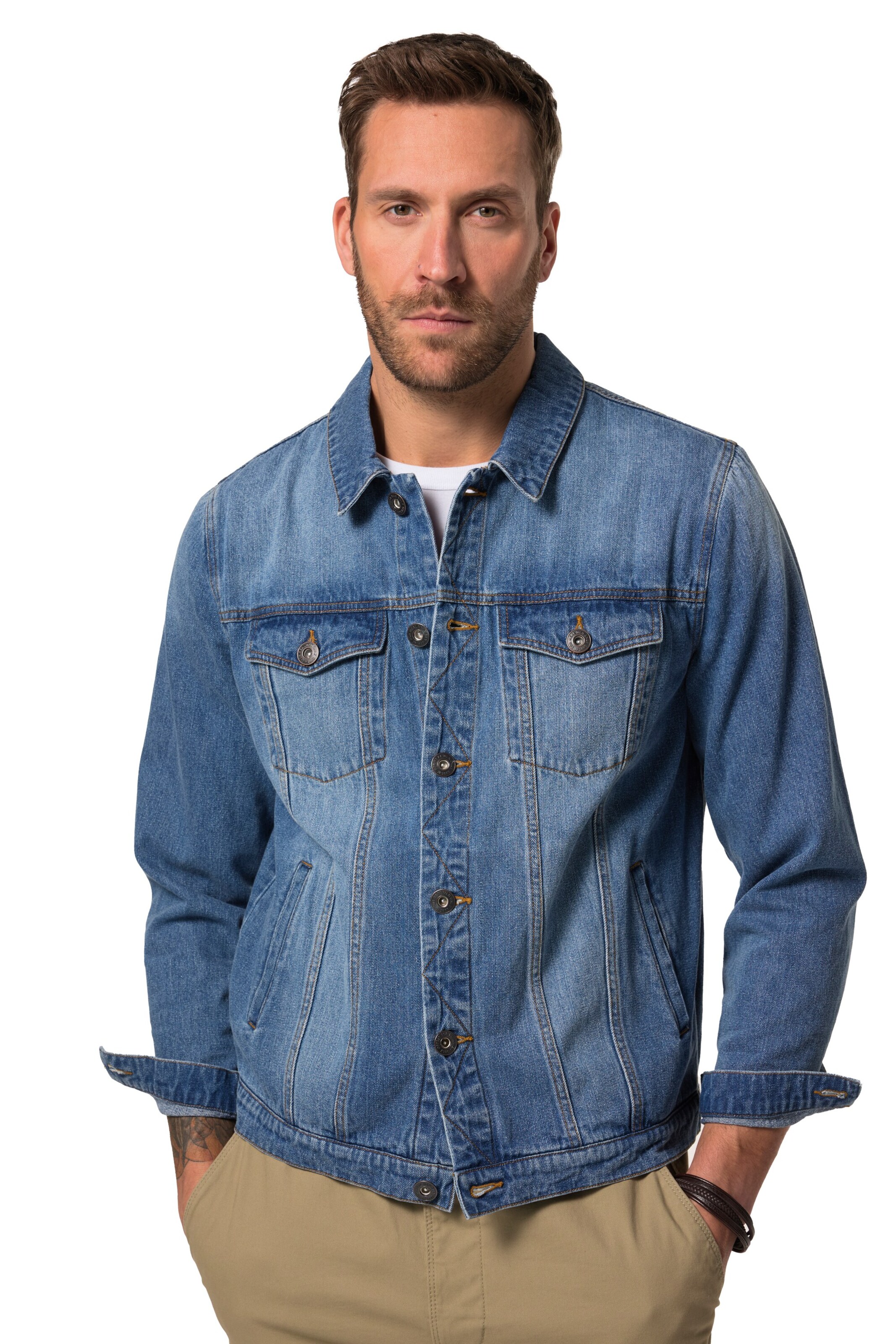 JP1880 Tussenjas in Blauw: voorkant