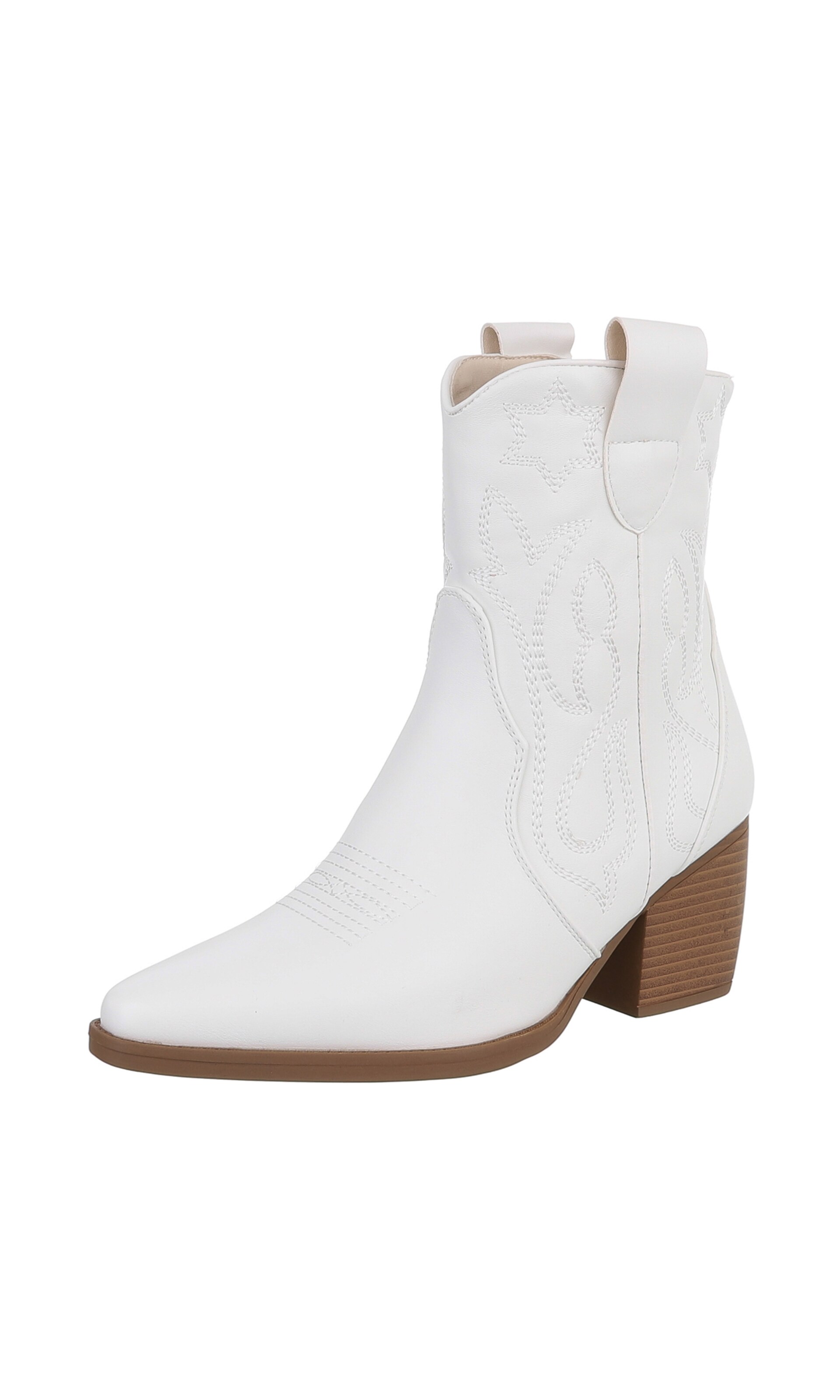 Ital-Design Cowboy Boots in White: front