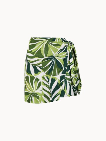 Apricot Tropical Leaf Print Wrap Mini Skirt in Grün
