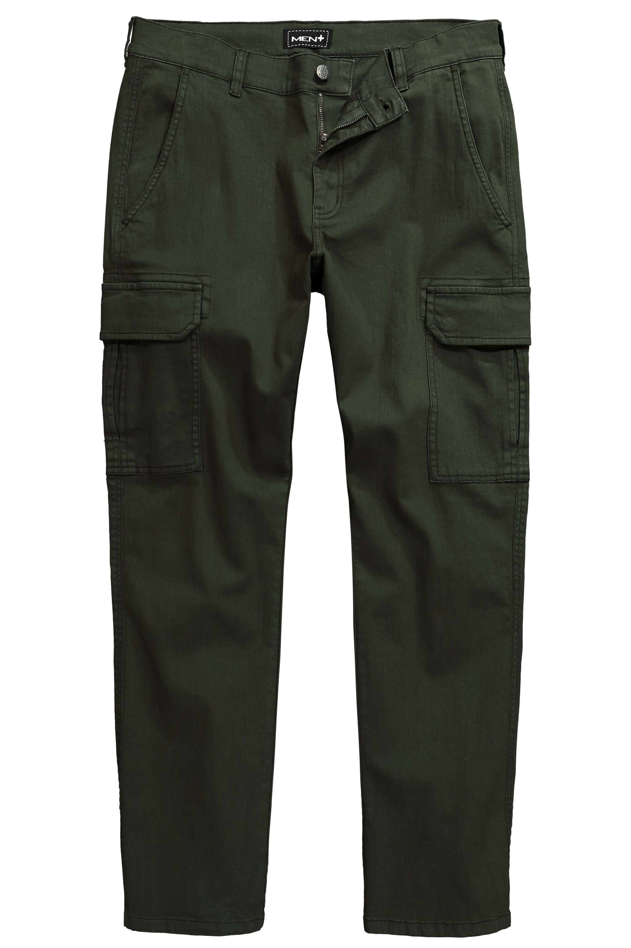 Men Plus Regular Cargobroek in Groen: voorkant