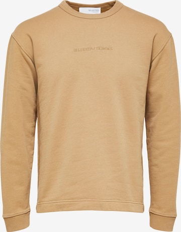 SELECTED HOMME Sweatshirt 'Holger' in Brown: front