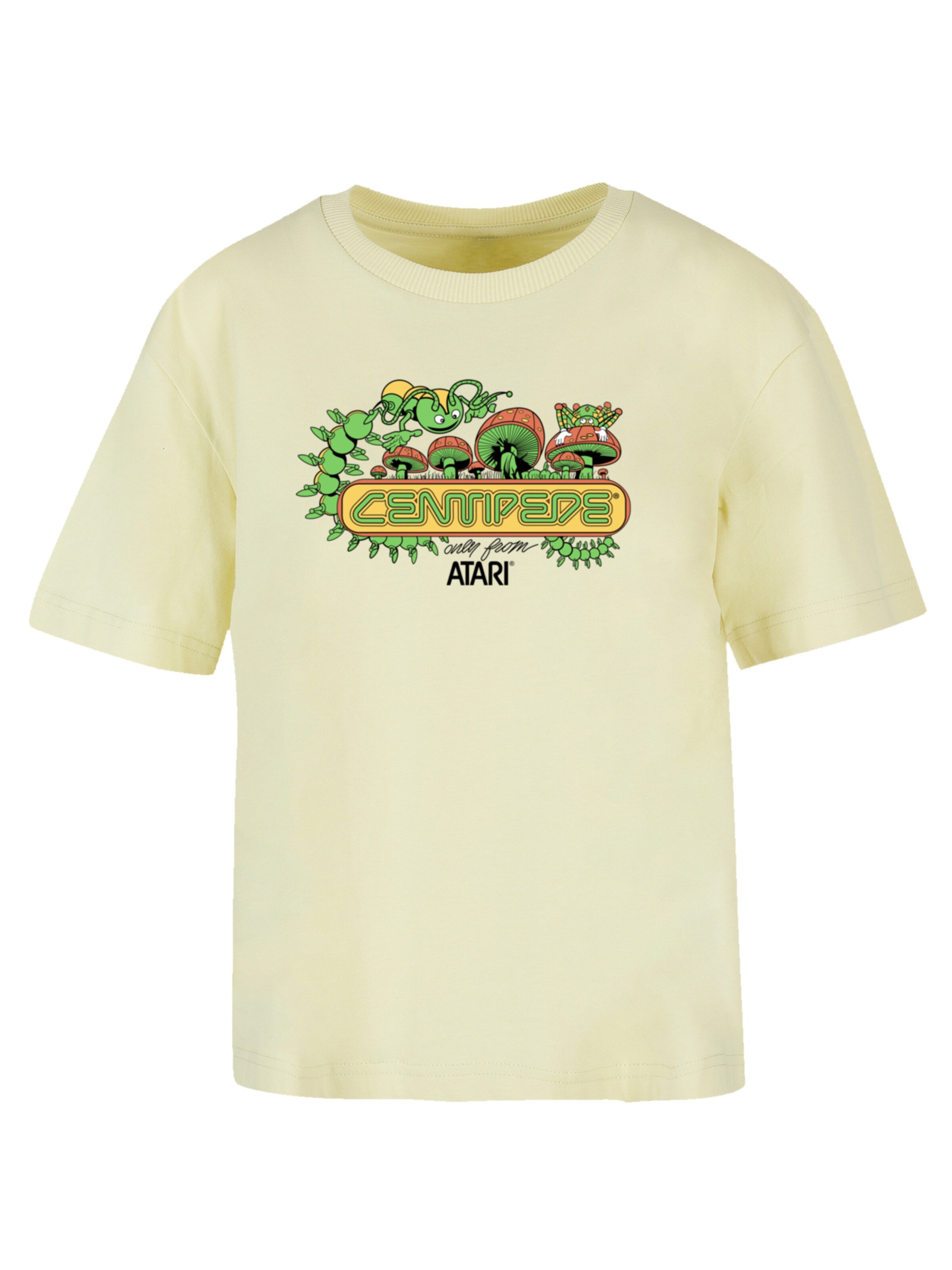F4NT4STIC Shirt 'Centipede Atari Retro Gaming Art' in Geel: voorkant