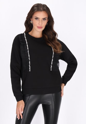 faina Sweatshirt in Zwart: voorkant