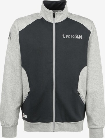 UHLSPORT Athletic Zip-Up Hoodie '1. FC Köln Pixels' in Grey: front