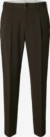SELECTED Pleat-Front Pants 'SLMFINN' in Brown: front
