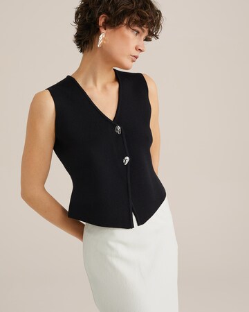 WE Fashion Gebreide bodywarmer 'THE STATEMENT GILET' in Zwart: voorkant