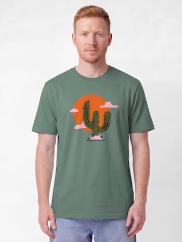 T-Shirt 'Kaktus Im Sonnenuntergang' Watapparel en vert : devant